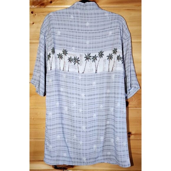 Campia Moda Men's L Tropical Palm Tree Print Short Sleeve Button-Down Shirt - Picture 6 of 14